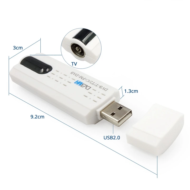 2X USB 2.0 digitální DVB-T/T2 SDR+DAB+FM HDTV TV ladička přijímač tyčinka