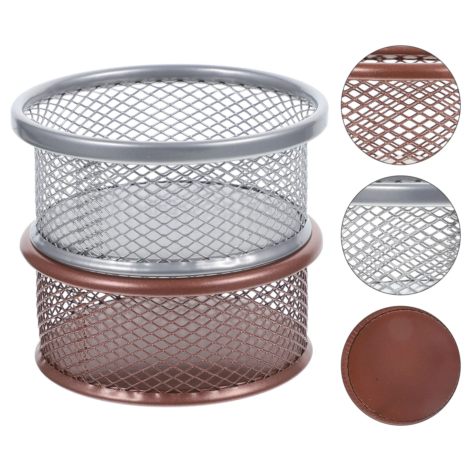 

2 Pcs Metal Pen Holder Storage Clip Colored Organizers Paper Mesh Desk Paperclip Container Holders Dispenser Office