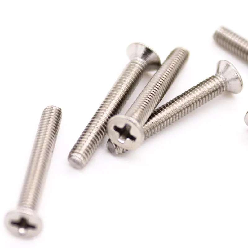 5/10/50x M1 M1.2 M1.4 M1.6 M2 M2.5 M3 M3.5 M4 M5 M6 M8 304 Stainless Steel GB819 Cross Phillips Flat Countersunk Head Screw Bolt