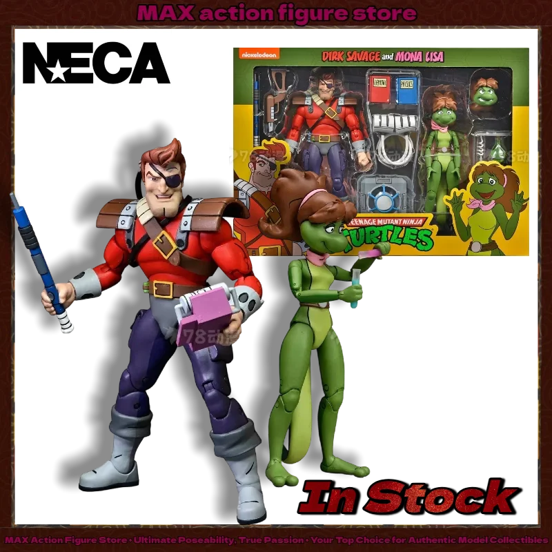 In Stock  NECA54253 Teenage Mutant Ninja Turtles Mona Lisa & Dirk Savage 7 Inch Cartoon 2‑Pack Action Figure Collectible Set