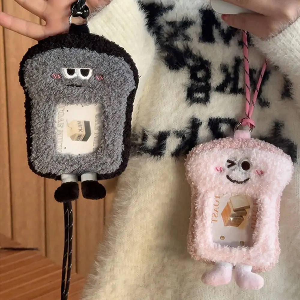 Expression Cartoon Bread Coin Purse Headphone Bag Korean Idol Card Holder Transparent Neck Hanging Bag Small Doll Itabag Outdoor