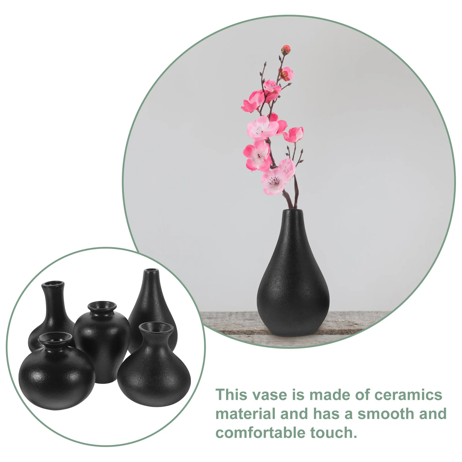 

5Pcs Mini Flower Vases Ceramic Material Smooth Touch Hydroponic Floral Arrangement Holders Home Table Ornament