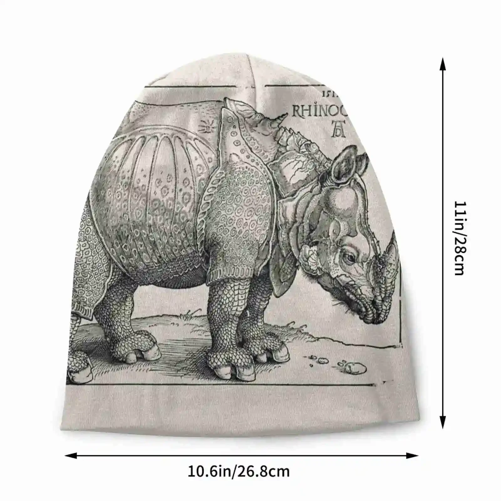 Albrecht Durer Rinoceronte Rhinoceros 1515 Wood Engragving Ink Original Fine Art Hd High Quality Knitted Hat Warm Beanie