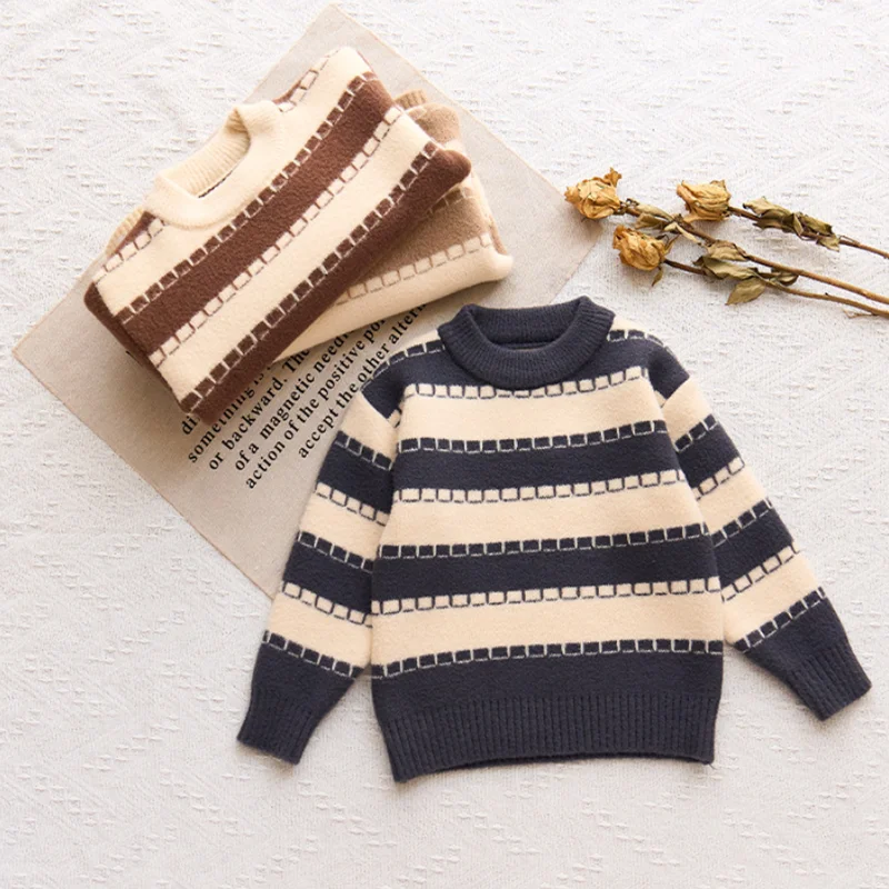 

Boys Sweaters Spring Autumn Children Woolen Jersey Tops Clothing For Baby Boy Knitted Outerwear Kids Pullover Sweater Outfits 8Y