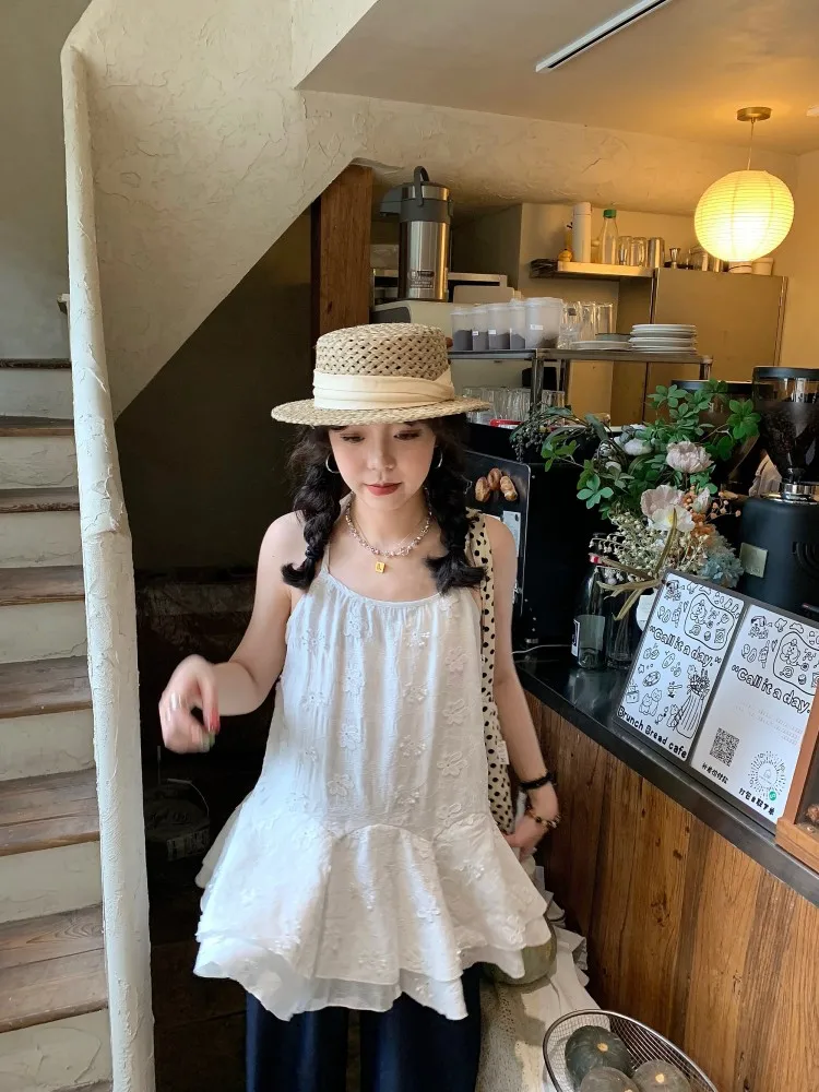 

Универсальный женский топ Ourbase Waltz с двойным слоем, 3D-вышивкой, утягивающий, в корейском стиле, с вышивкой и ажурными элементами, без рукавов