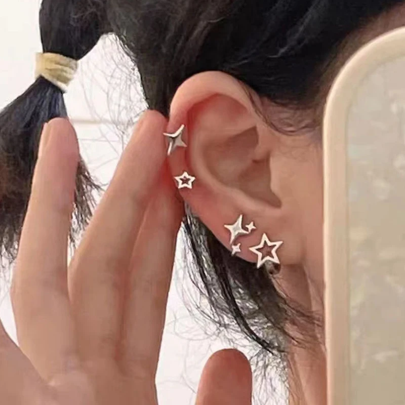 Hollow Pentagram Stud Earrings 4