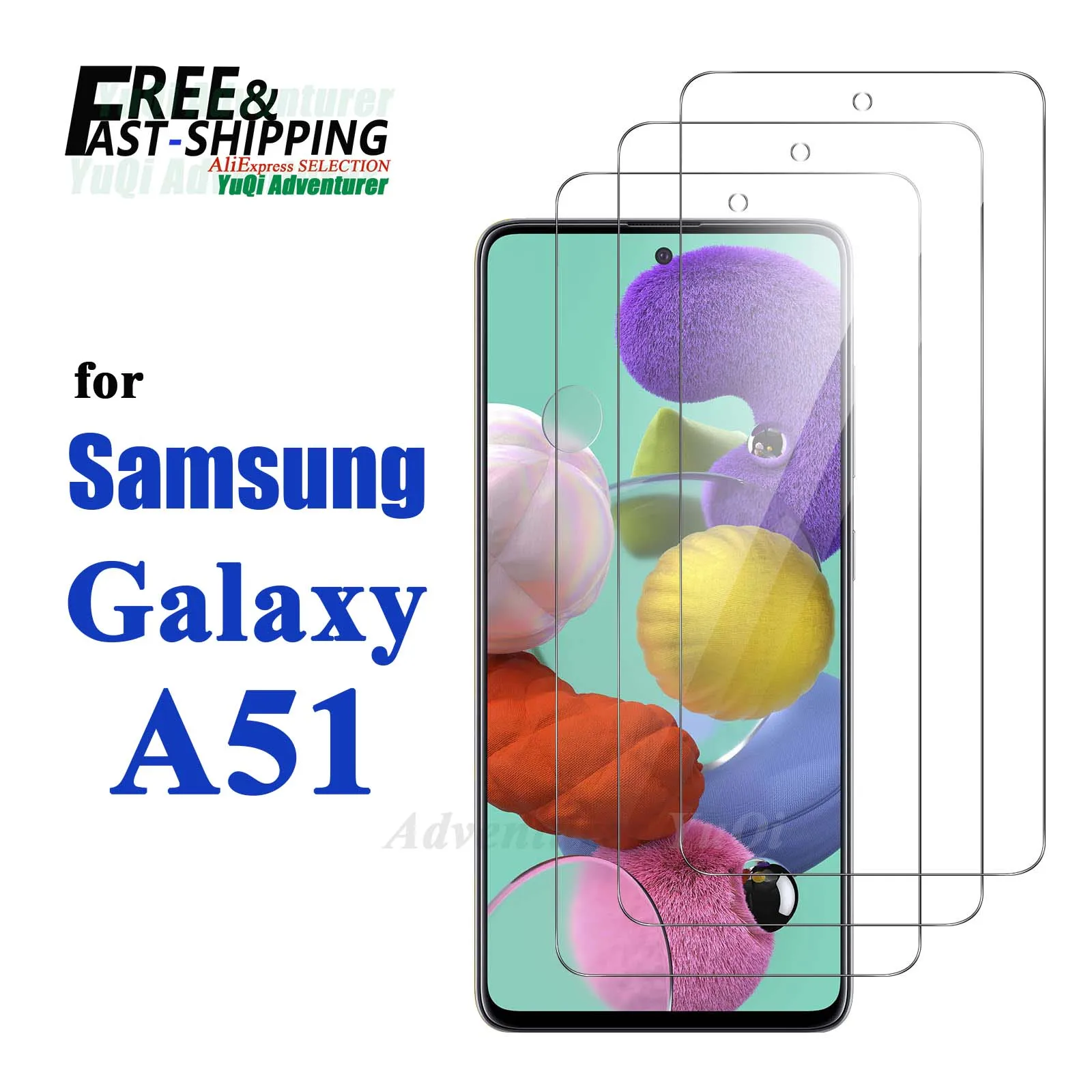 Protector de pantalla de vidrio templado de 3 piezas para Samsung Galaxy A51 4G 5G mica de cristal protectora