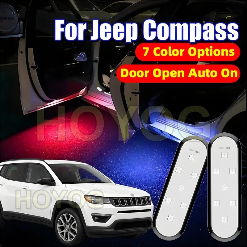 Fit for Jeep Compass 2017-2026 USB Rechargeable LED Car Door Warning Light for Door-Opening Alerts