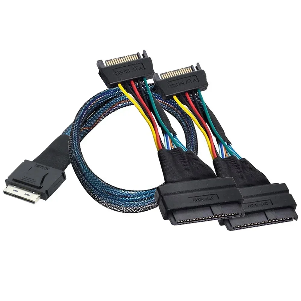 OCuLink SFF-8611 8I to 2 Ports SFF-8639 U.2 with 15P SATA Connectors for Efficient Server Data Transfer