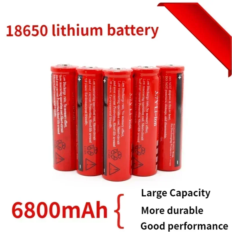 New Rechargeable 18650 Li-ion Battery 3.7V 6800mAh High Capacity Lithium Cell For LED Flashlight Torch Power Supply