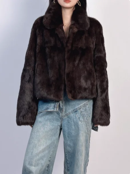 سترة من فراء أرنب الثلج الأنجورا الطبيعي للسيدات فاخرة رمادية قصيرة قابلة للعكس معطف فرو حقيقي ملابس شتوية صولبات نسائية 2025