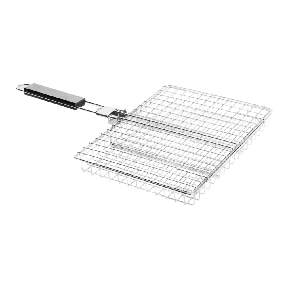 

Square Barbecue Grill Mesh Clamp Foldable for Chicken Fish Seafood and Vegetables Easy Storage Lightweight Carbon Steel Handle