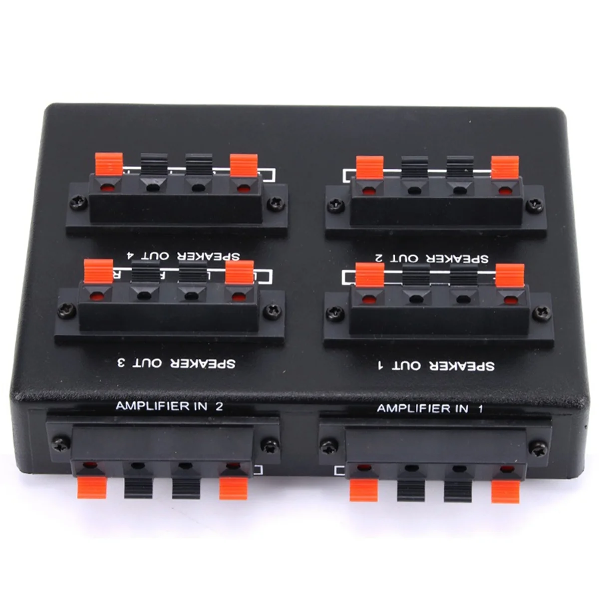 A44TSP-24 Mini 2-IN-4-OUT Stereo Audio Selector Amplifier Switcher Box Speaker Splitter