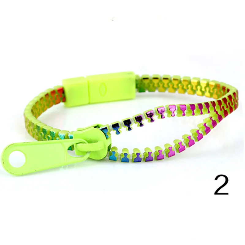 New Zip Bracelet Wristband Candy Bracelet Popular Zipper Bangle Bracelet Double Colors Fluorescent Color Style 3pcs