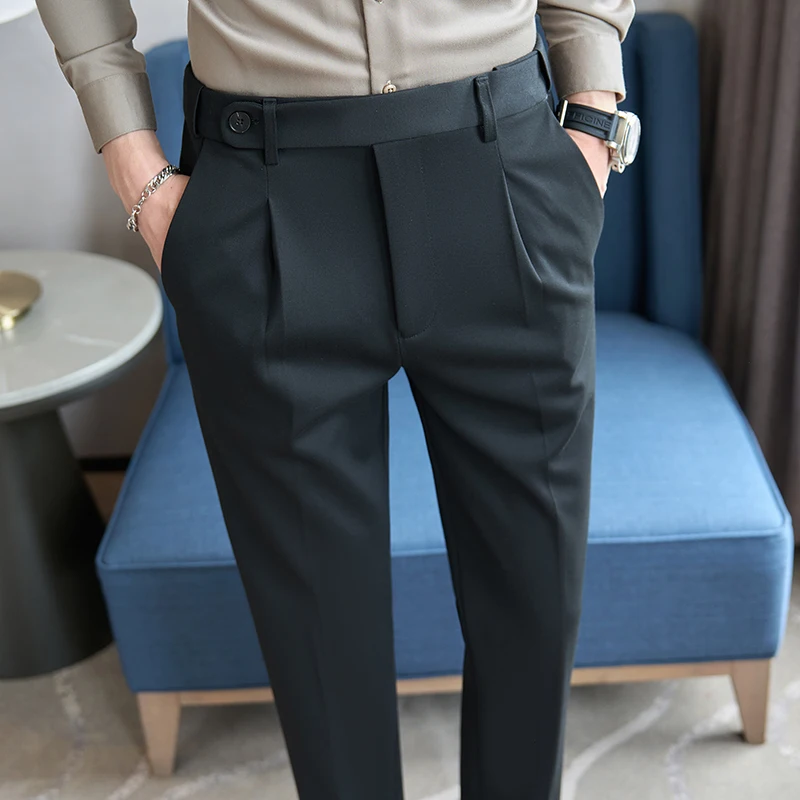 Summer Spring Male Casual Pants Business Suit Pants Navy Blue Classic Men\'s Dress Pants Flexible Office Brand Clothing