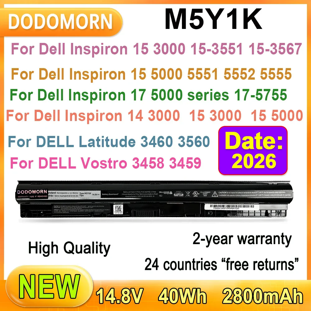Batería para portátil de 14,8 V y 40 Wh para DELL Inspiron 14 3451 5451 15 3567 5555 17 5756 Vostro 3458 3551 3558 Latitude 3460 3560