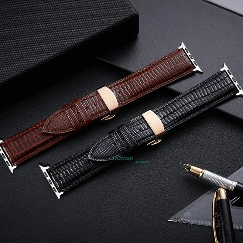 Crocodile Pattern Leather for Apple Watch Band 44mm 45mm 40mm 41mm 49mm 38/42mm Bracelet for Iwatch Series 7 6 8 5 SE 4