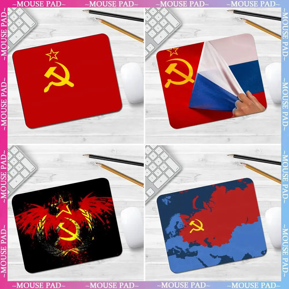 

Soviet Union flag Mouse Pad Non-Slip Game esktop Leather Mause Pad Waterproof Anti-Scratch Easy To Clean Mat For Give gifts to d