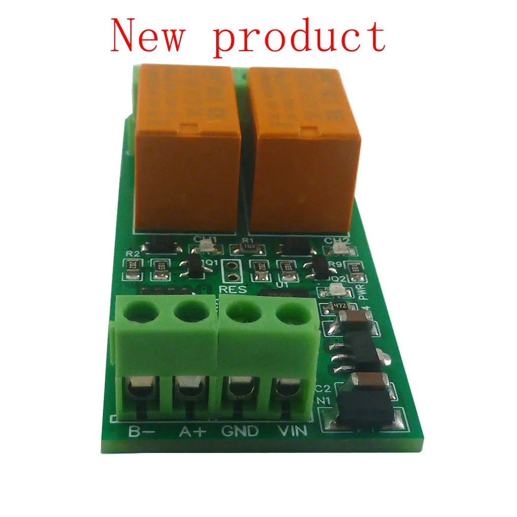 2CH مايكرو حجم 3A RS485 لوحة التتابع 12 فولت 24 فولت تيار مستمر ، Modbus RTU UART PC مفتاح التحكم المنفذ التسلسلي لأتمتة المنزل PLC الصناعية