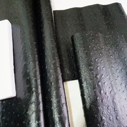 First Layer Cow Leather Black Ostrich Embossed Leather, Manual DIY Leather, Monochrome Leather Bag, Soft Fabric, 1.0mm