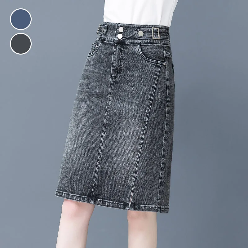 

Women's Denim Skirt Spring Autumn Thin New Sle High Waist A-Line Skirt with kets Long Skirt Korean Sle