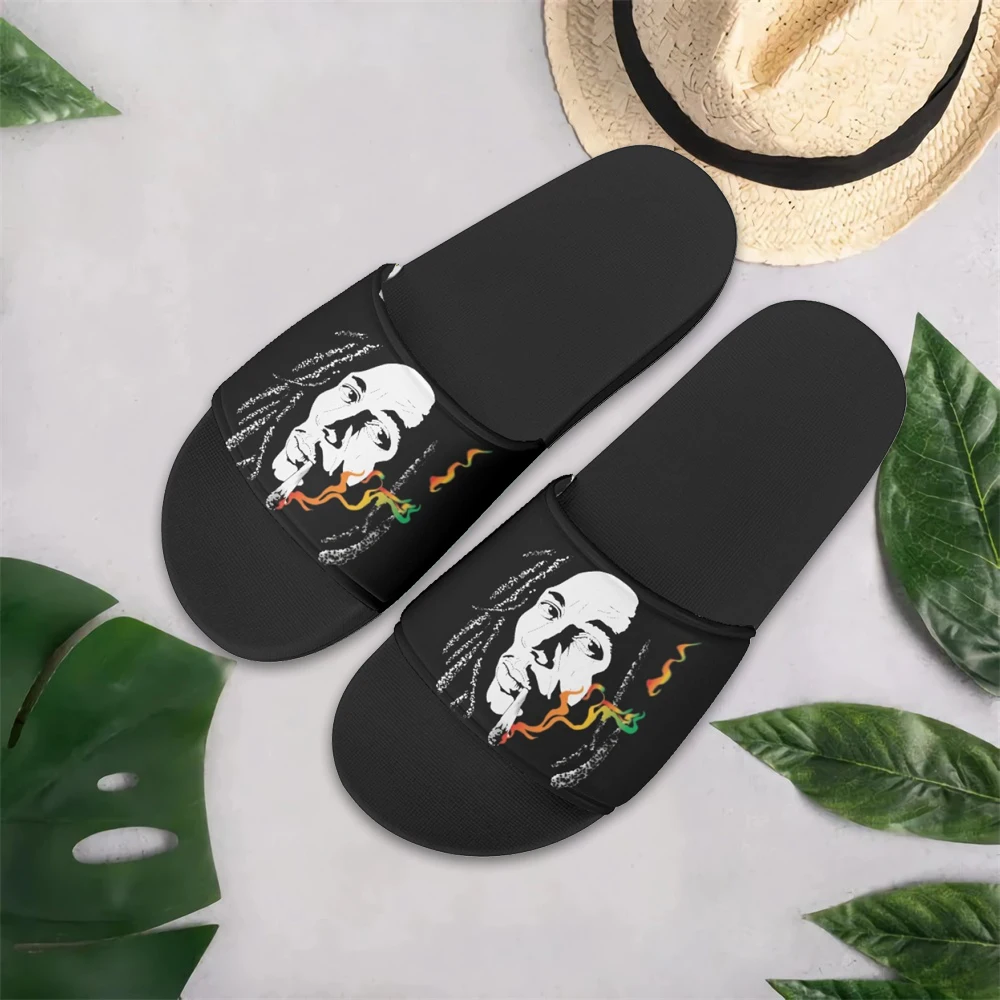 

INSTANTARTS Bob-Marley Jamacia Reggae Print Men's Soft EVA Home Floor Slides Man Flip Flops Wear-resistant Slippers Unisex Flats