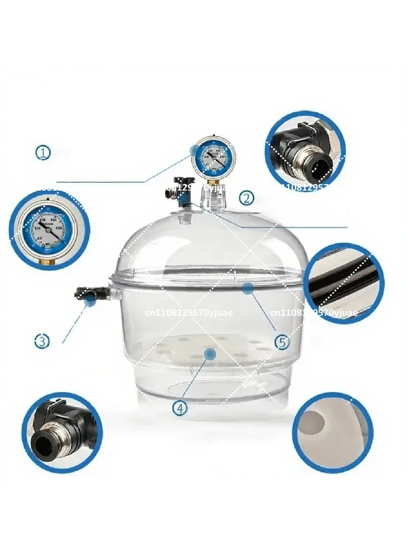 Vacuum Desiccator Jar, Small Lab Desiccator with Double Valves, Glassware Dryer for Laboratory Use, 150mm/250mm