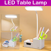 Folding Table Lamp USB Plug Touch Dimmable 3 Modes LED Reading Lamp Eye Protection With Pen Holder Bedside Lamp Book Night Light