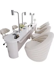 Luxury custom made lacquered marble with mobile phone holder manicure table with fan and matching technician chair