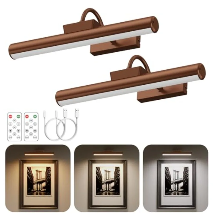 

Беспроводной светильник для картин на батарейках, 13 дюймов, с регулировкой яркости, аккумулятор 5000 мАч, с пультом ДУ