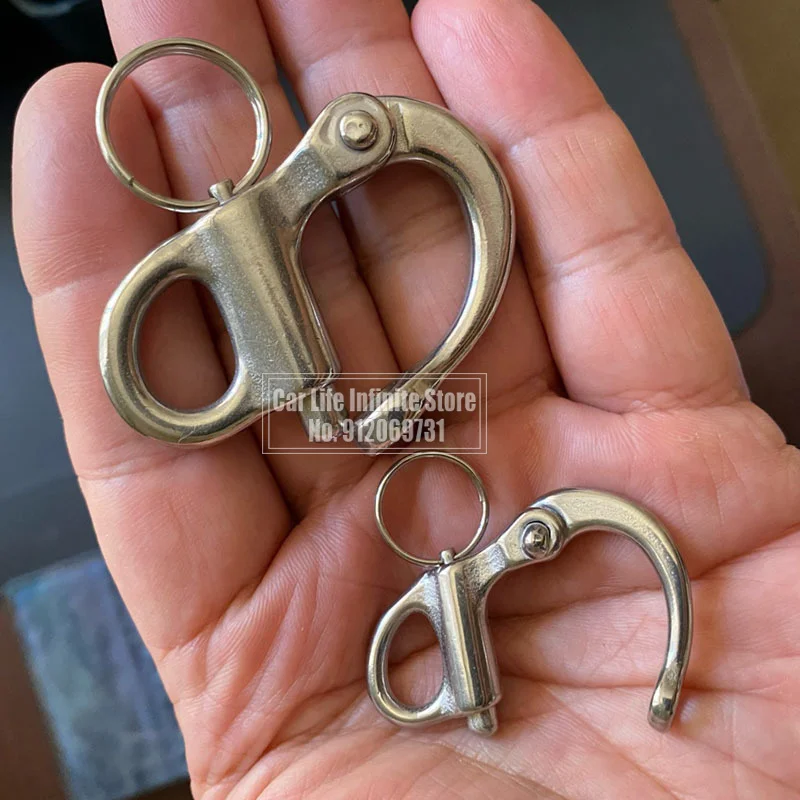 316 Stainless Steel Rigging Sailing Fixed Bail Snap Shackle Fixed Eye Snap Hook Sailboat Sailing Boat Yacht Outdoor 35/69/96mm