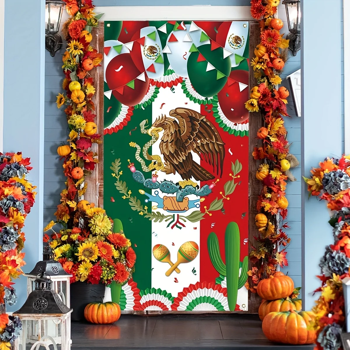 Decoraciones del Día de la Independencia Mexicana, cubierta de puerta mexicana, cartel de Viva, cartel de México, decoraciones del Día de la Independencia de México para el hogar