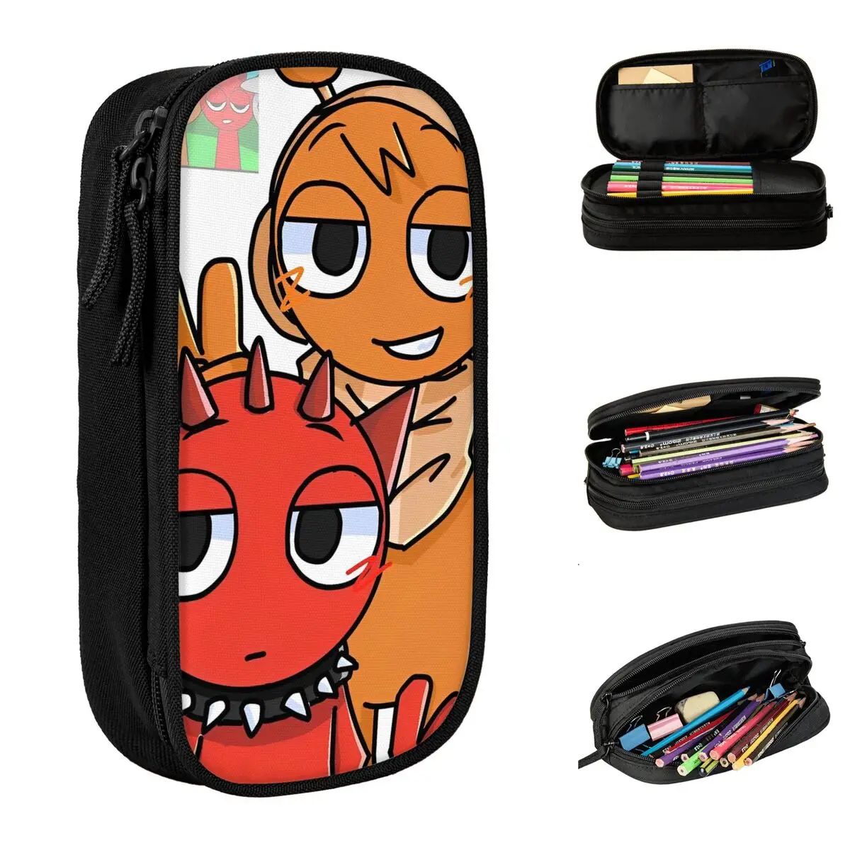 Sprunki Incredibox لعبة الموسيقى مقلمة موضة مضحك Oren Raddy حامل قلم حقيبة طالب سعة كبيرة مدرسة سستة pencelcase