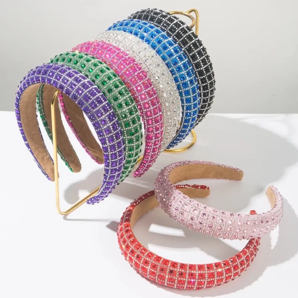 Elegant Shiny Women Headband Handmade European Wide Hairband Rhinestone Hair Accessories Party Prom