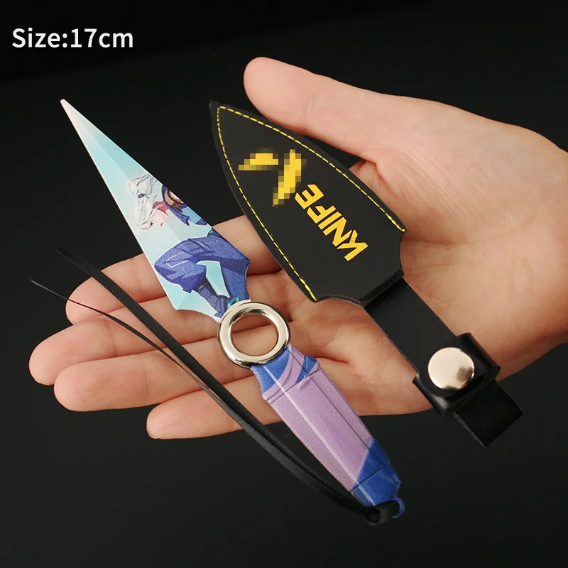 17cm Valorant Champions Weapon JETT Kunai With Holster Metal Model Knife Toy Sword Cosplay Alloy Knive Weapon Gifts Toys for Kid