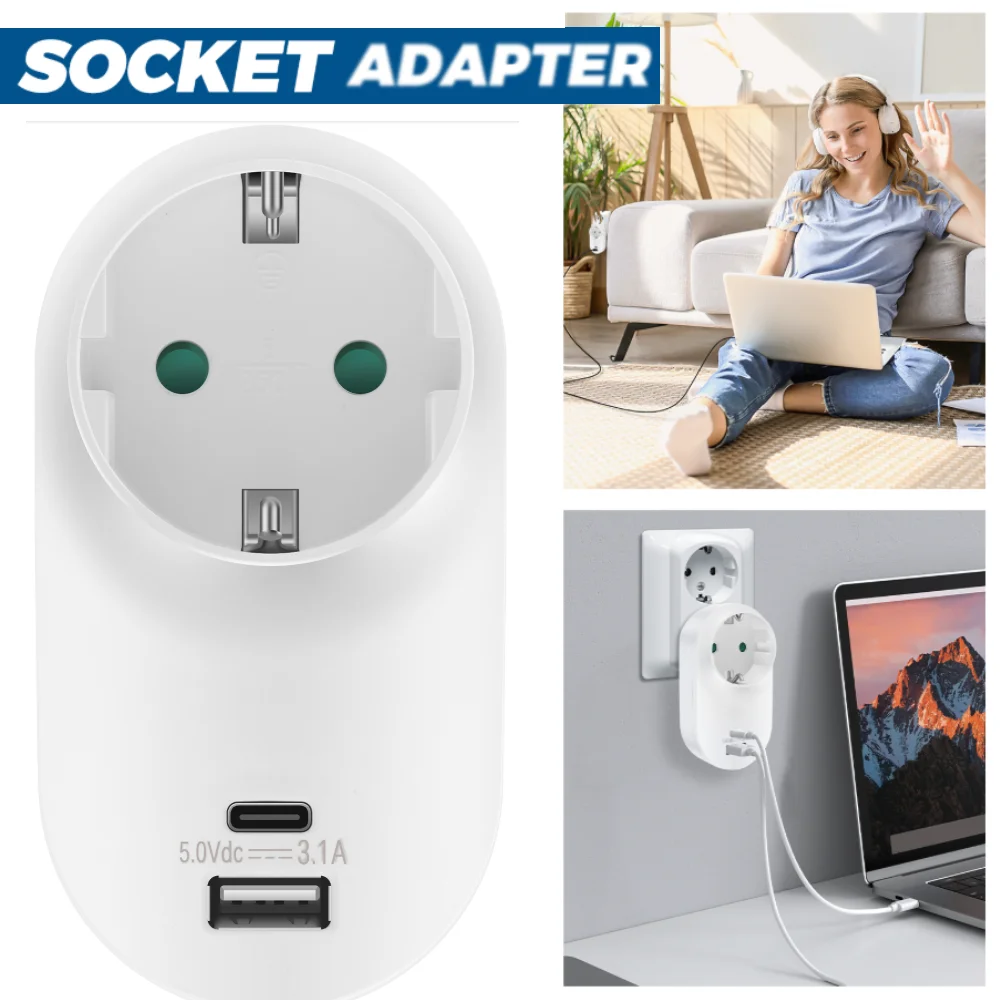 

Новый адаптер для розетки с 2 USB-портами Портативный многофункциональный адаптер для настенной вилки Безопасная зарядка для телефона и бытовой техники