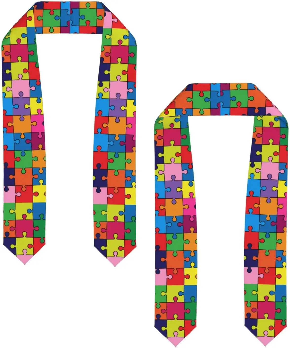 Colorful Autism Awareness Month Graduation Shawl Stole Scarf Sash for Men Women Print One Size