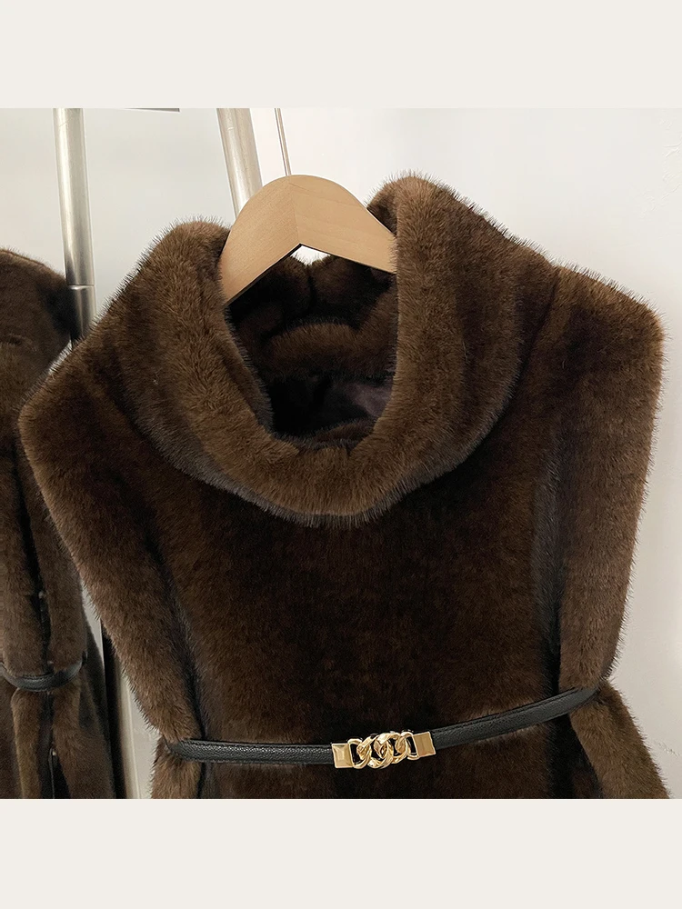 Mumaroho 2026 inverno primavera feminino pele do falso sable colete colheita topo sólido gola alta eco vison pele do falso regata pulôver jaqueta