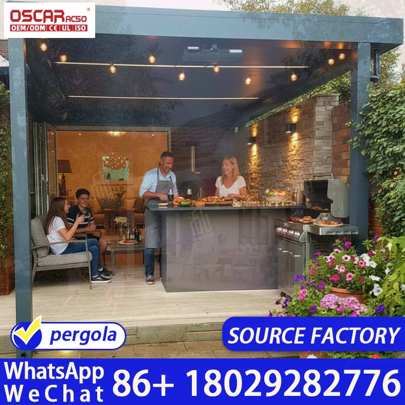 Wholesale 3x3 4x6 Waterproof Automated Outdoor Canopy with Solid Wood Frame Natural Material for Swimming Pool Garden Backyard p