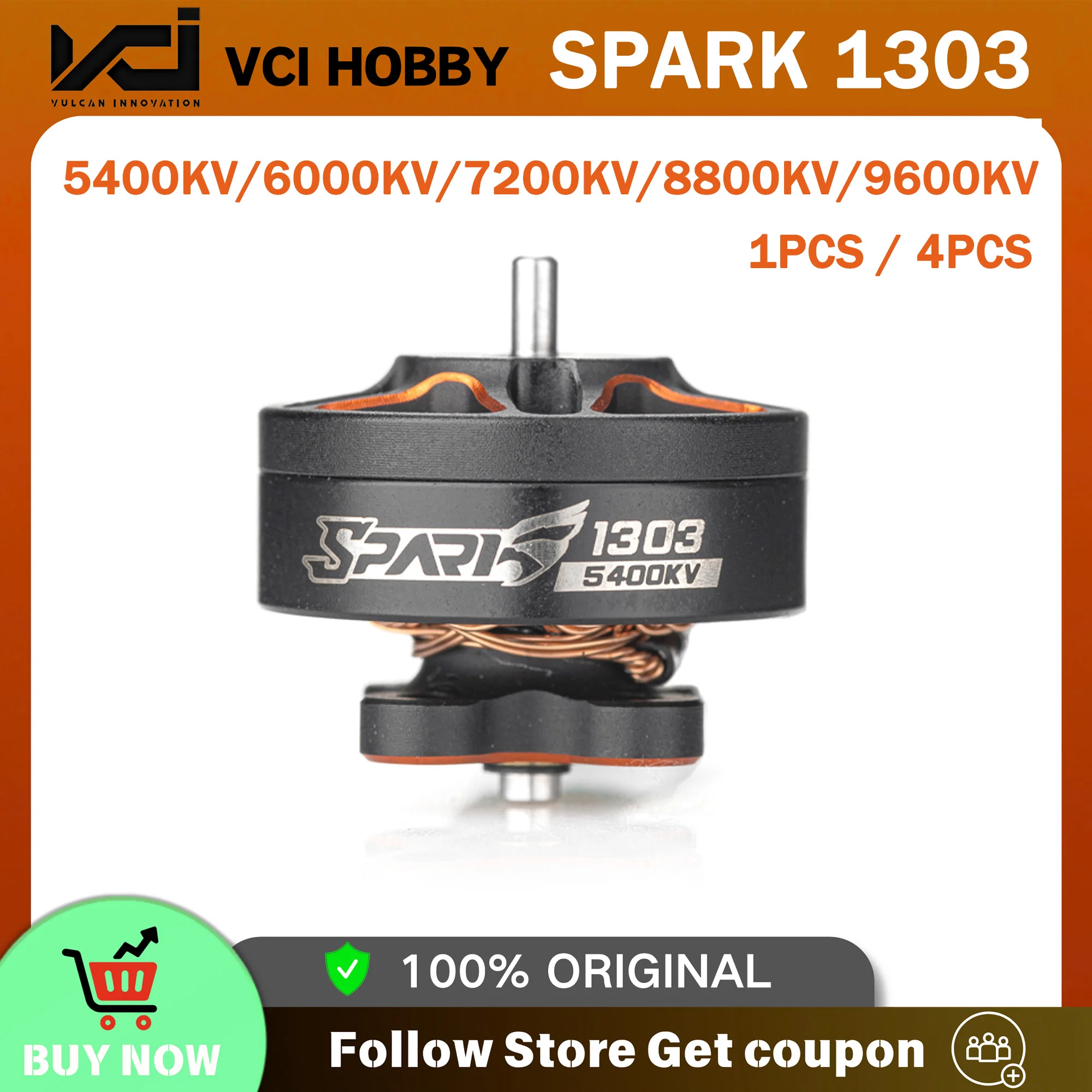 VCI SPARK 1303 Brushless Motor 5400KV 6000KV 7200KV 8800KV 9600KV for FPV Racing Drone Micro Quadcopter Toothpick 2-3 Inch