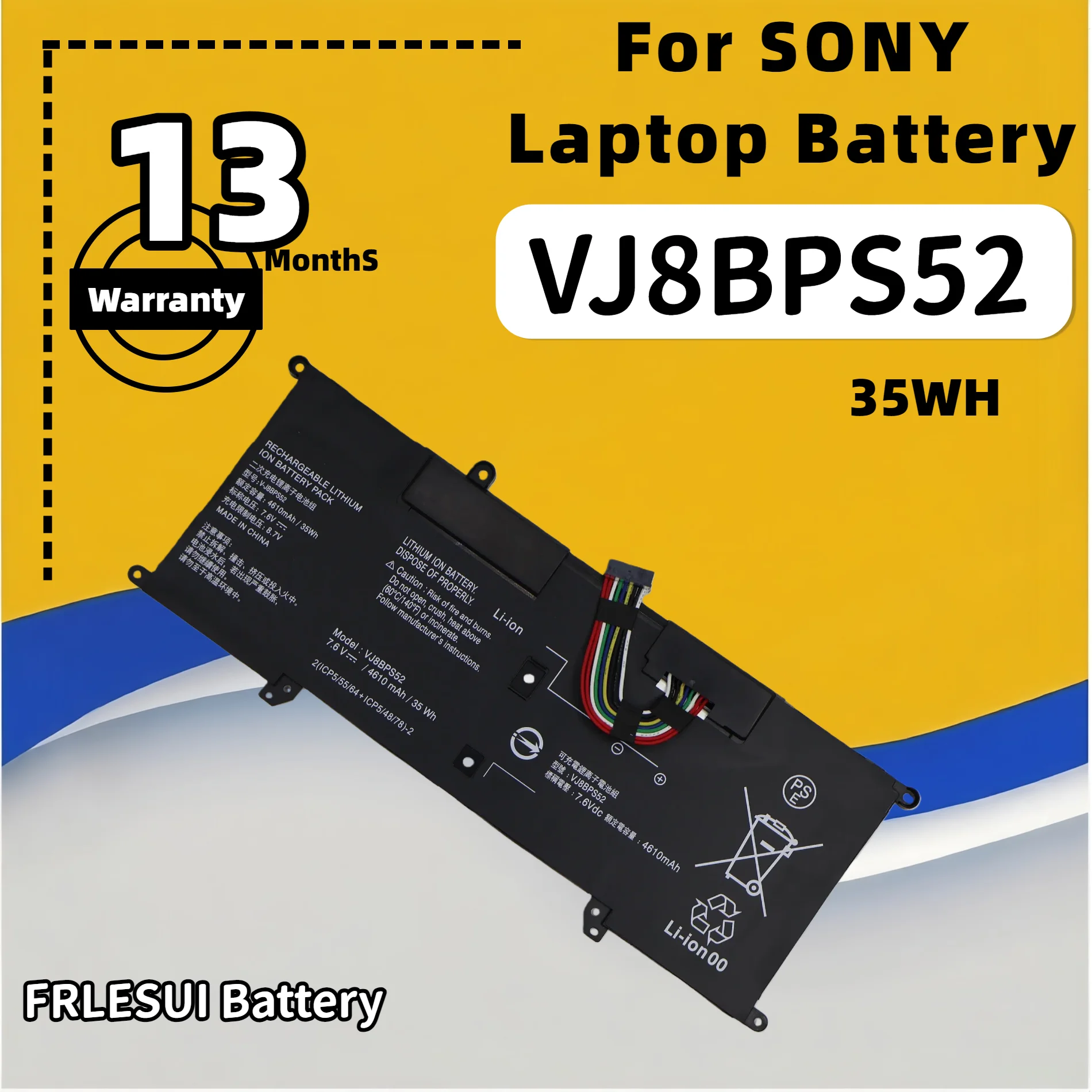 FRLESUI Battery VJ8BPS52 For S13 VJS112C0911W VJS132C0711B VJS131C0211S VJS112C0111B  35Wh Laptop Battery 13 months warranty