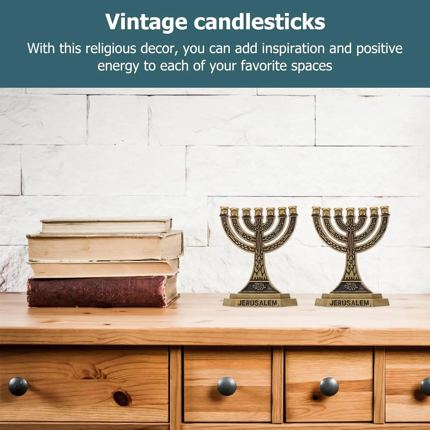 7 Branch Candle Holder Jewish Menorah Antique Brass Temple Menorah Desktop Ornament Holy Land Religious Table Centerpiece Decor