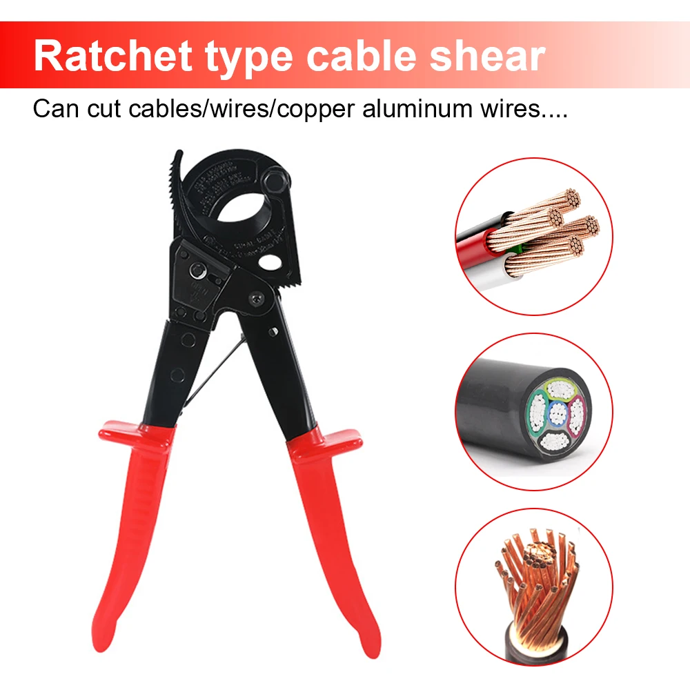 

O50 HS-325A Ratchet Cable Cutter Pliers Insulated Wire Plier Cut Up 240mm For Copper Aluminum Cable Portable Cutting Hand Tool