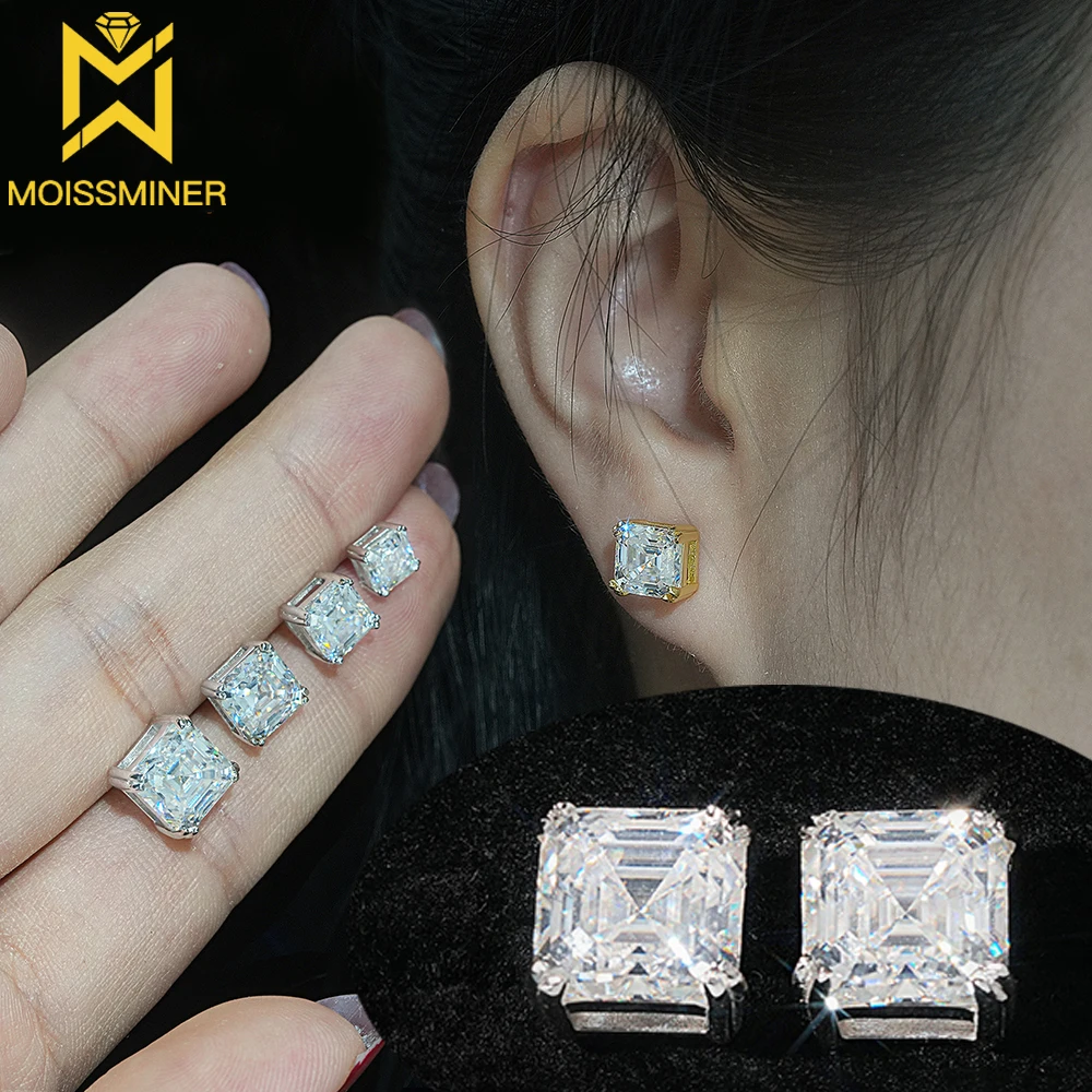 Moissanite Earrings S925 Silver Alien Pagoda Cut Iced Out For Men Women Hip Hop Jewelry Pass Diamonds Tester With GRA Free Shipp