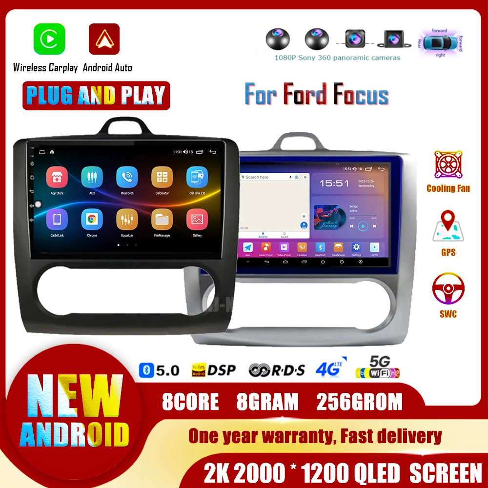 Android 14 for Ford Focus 2005-2011 Wireless Carplay Multimedia Player Video Navi Auto Navigation GPS DSP BT Car Radio Head Unit