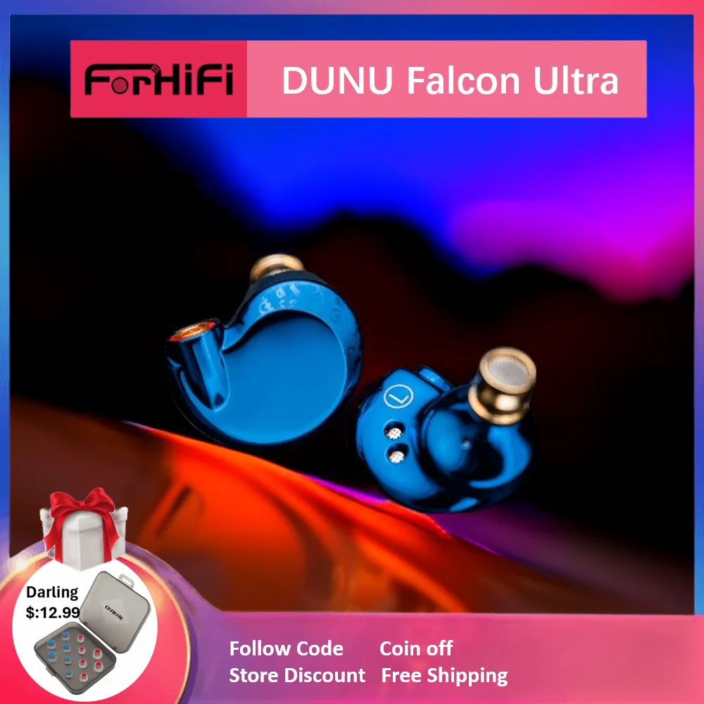 DUNU Falcon Ultra Dynamic Driver Earphone In Ear Monitors Klein Blue Hi-res Music Headphone Bass Earbuds with MMCX HiFi Cable