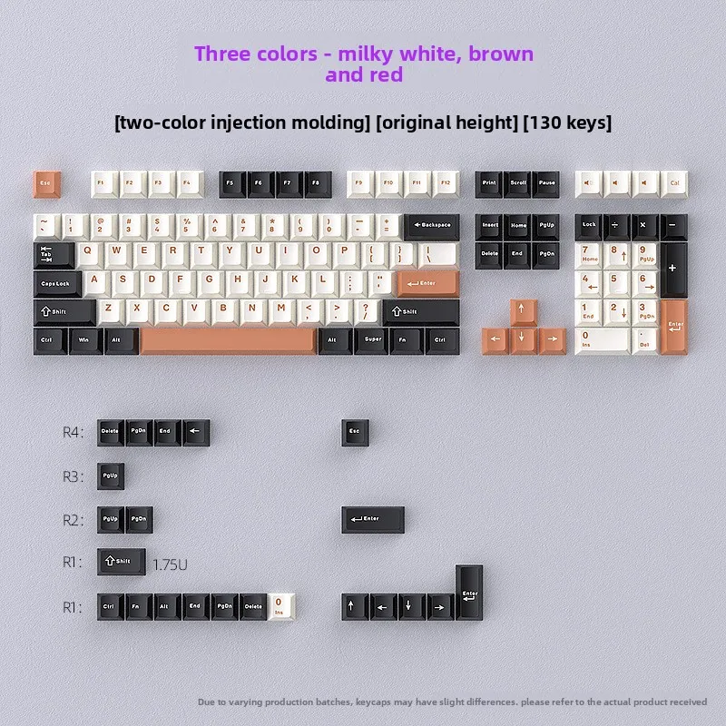 Three-Color PBT Keycaps 130 Keys Full Set Customized for Mechanical Keyboard DIY