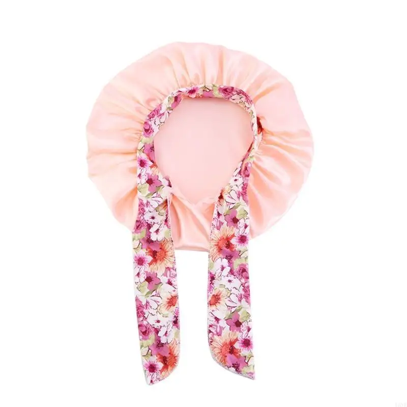 Y3NE Elastic Satin Hair Cap for Sleeping Reversible Bowknot Decor Haircare Child Headwear Ceremony Elasticity Night Hat
