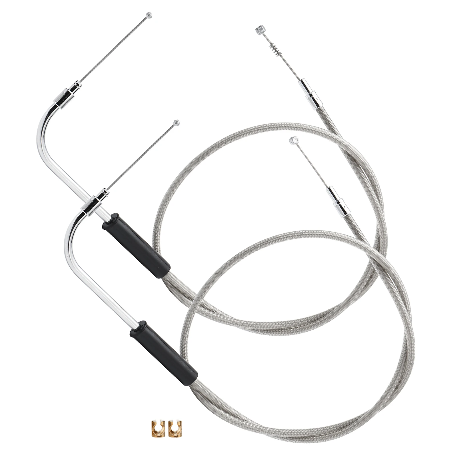 

94/99/104CM Stainless Steel Braided Throttle Idle Cable Set for Harley 2004-2006 Sportster XL 883 1200, Black and Chrome