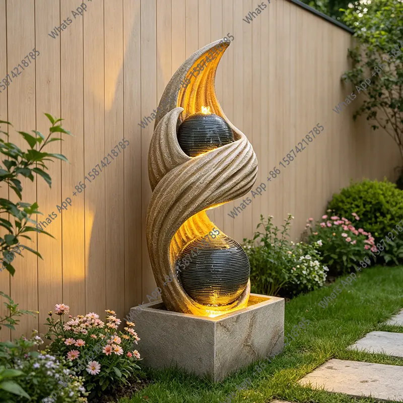 Garden ornaments, circulating water features, flowing water to attract wealth, new Chinese light luxury decorative fountain